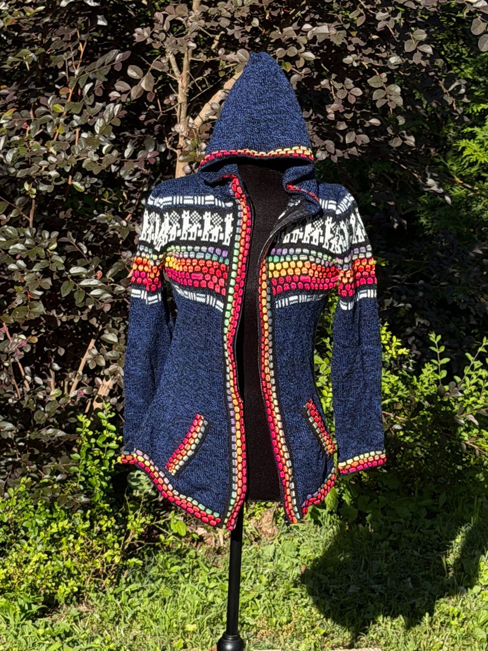 Peruvian Hooded Alpaca Cardigan Sweater
